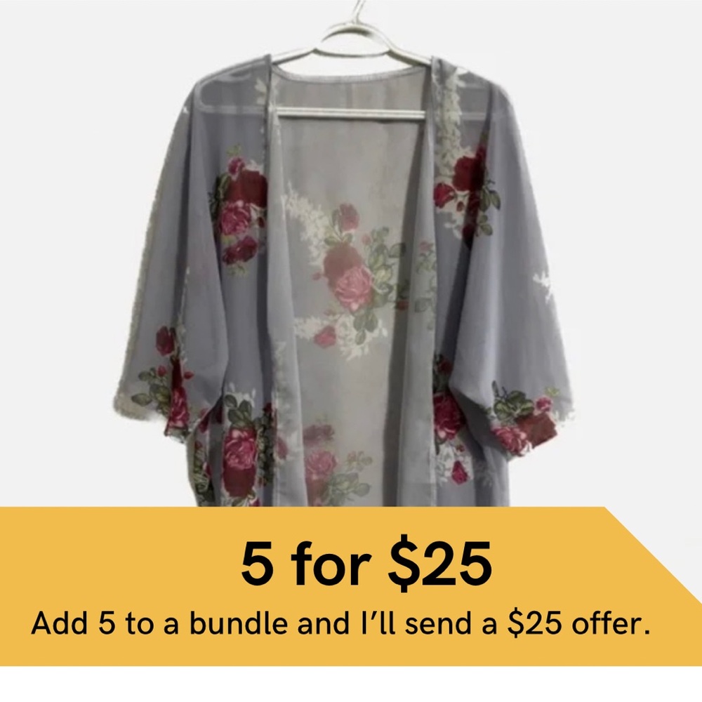 Sheer floral print kimono cover-up.